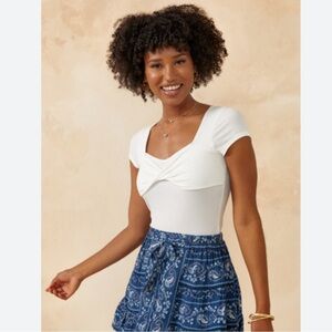 Francesca’s Shamara Criss Cross Ribbed Bodysuit